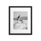 Champagne In Bed - Black And White Photography - Girl With Alcohol Bottle In Hand Photograph - Photo Framed Art Print Gallery Image 5