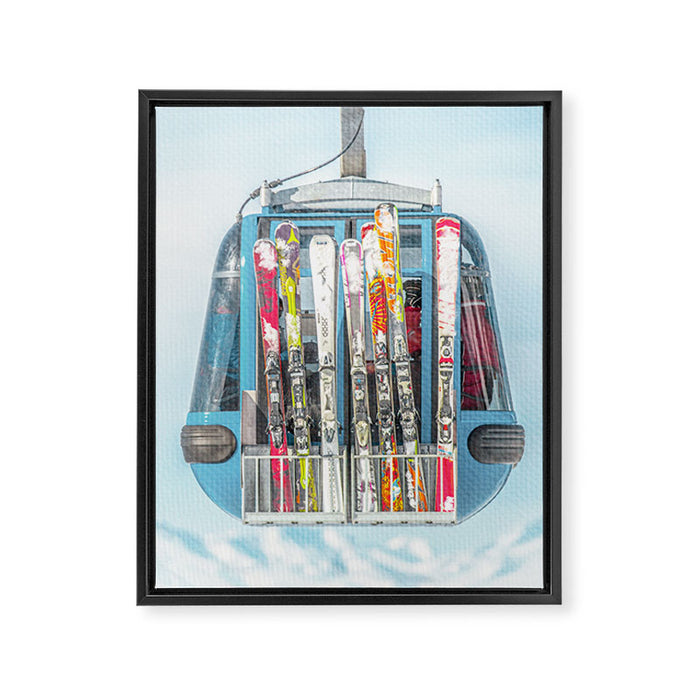 Colorful Ski Lift Framed Canvas Print Gallery Image 1
