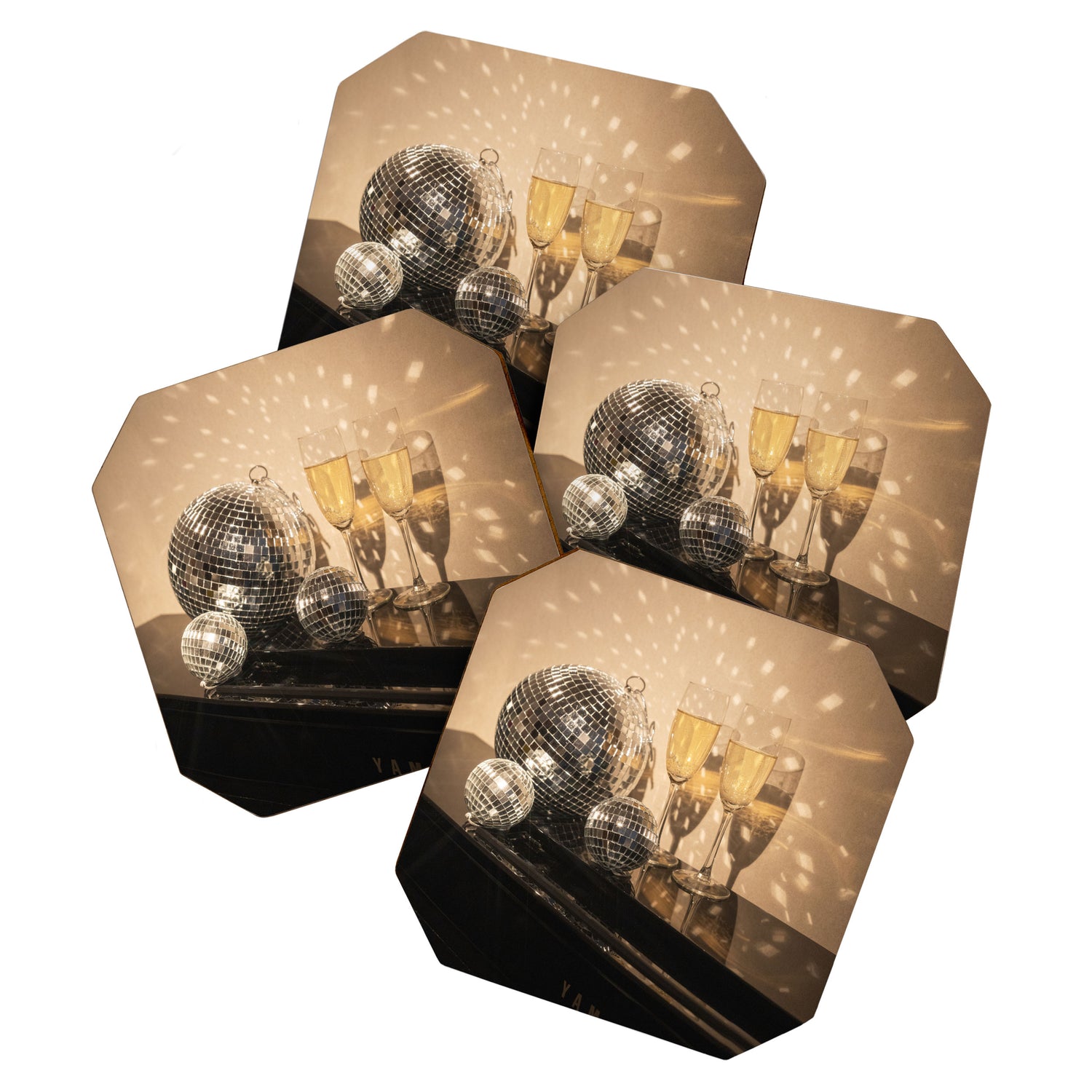 Disco Ball Champagne Celebration Glam Photography  Coaster Gallery Image 1