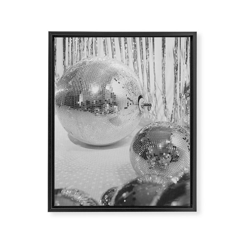 Disco Balls | Glitter Party Photo Art Print | Black & White 70s Sparkle Photography Framed Canvas Print Gallery Image 8