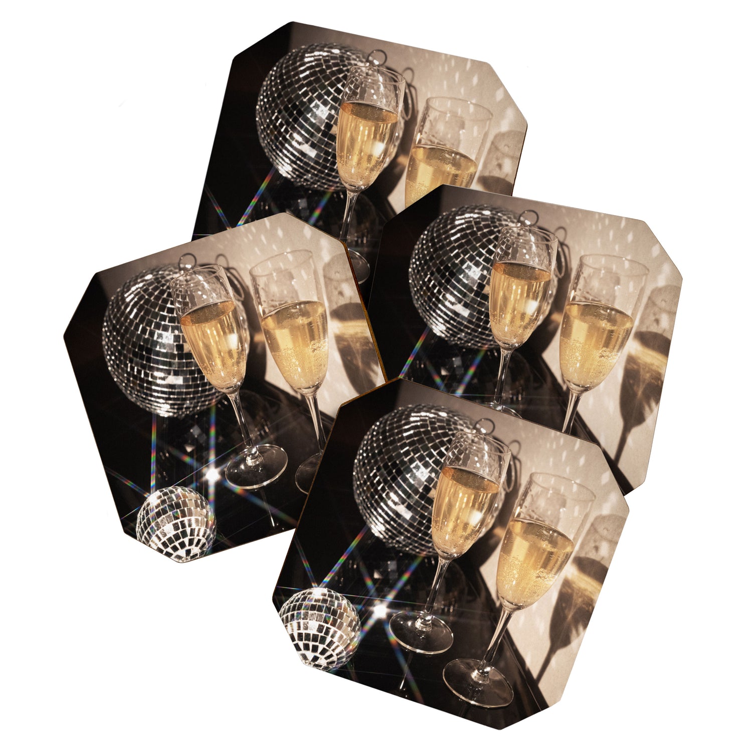 Disco Glam Champagne Dreams Shimmering Reflections  Coaster Gallery Image 1