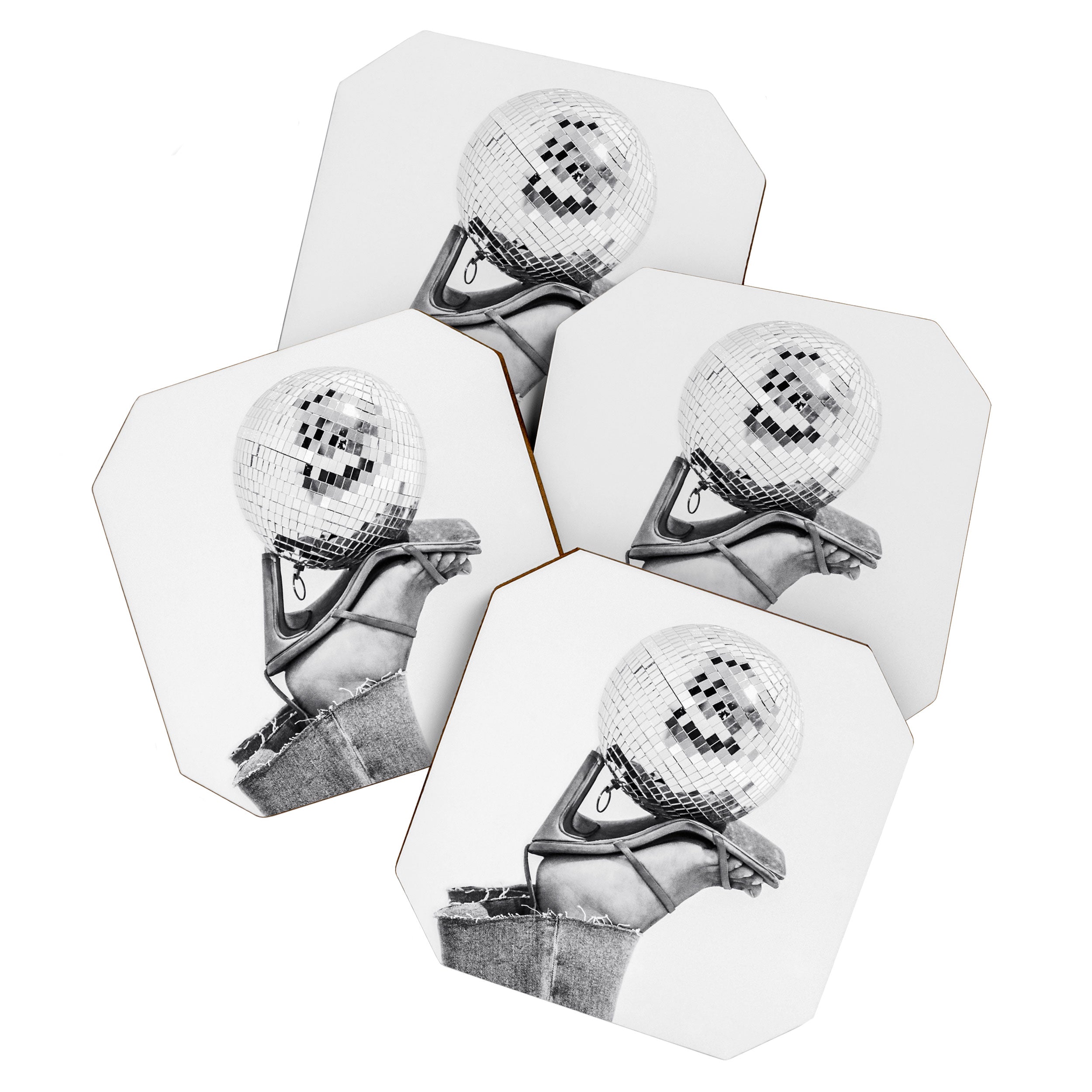 Disco Heels Trend Black White  Photo Art Coaster Gallery Image 1