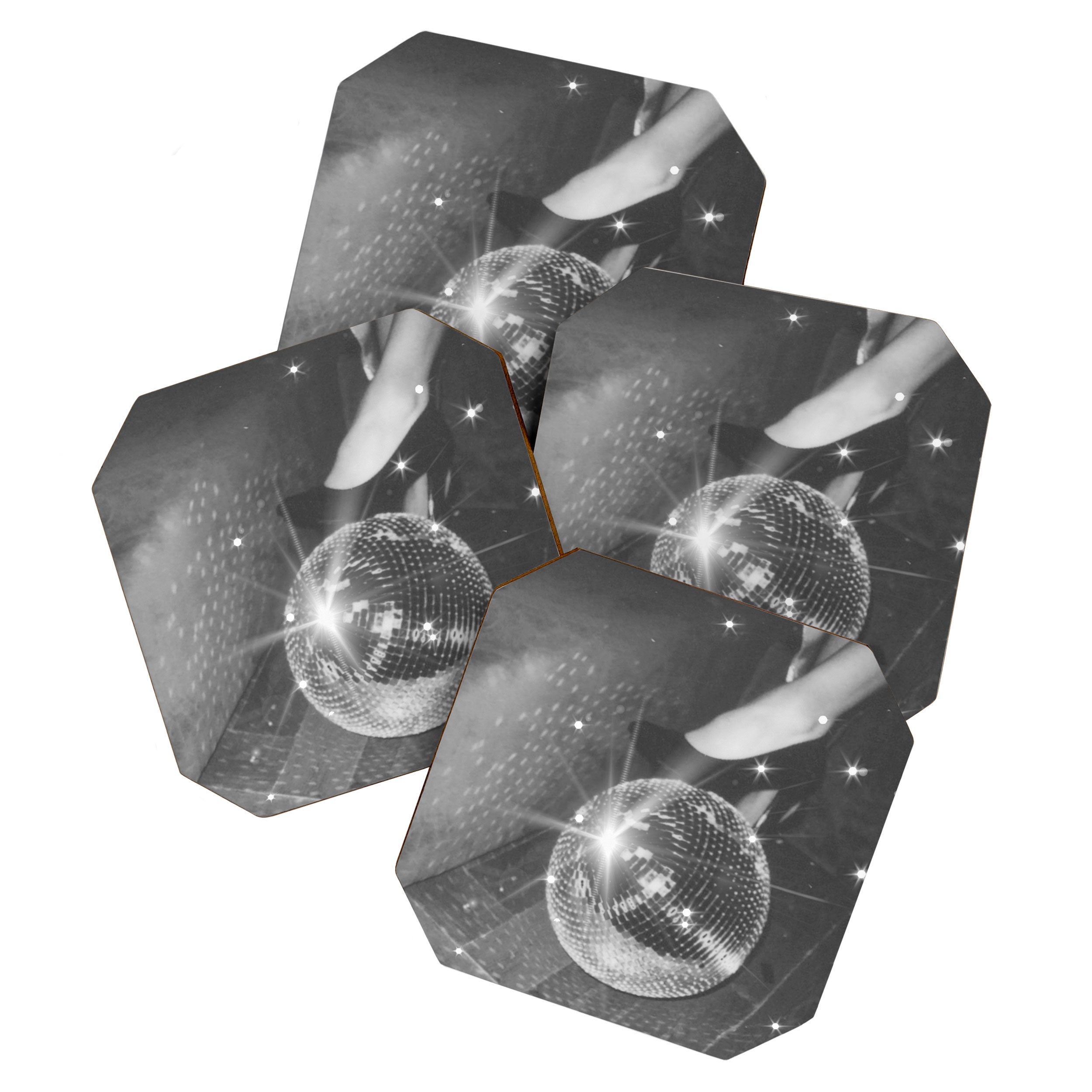 Disco Night | Black & White Photography | Vintage Photo Art Print | Groovy Christmas Party Coaster Gallery Image 1