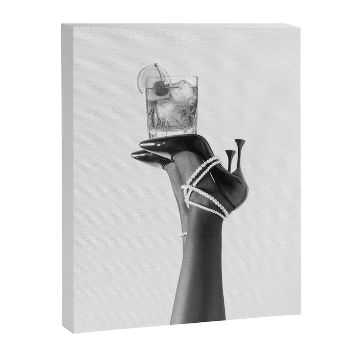 Fashionable Drink - Black And White Canvas Print Gallery Image 1