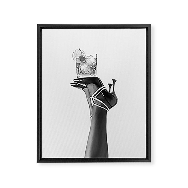 Fashionable Drink - Black And White Framed Canvas Print Gallery Image 6