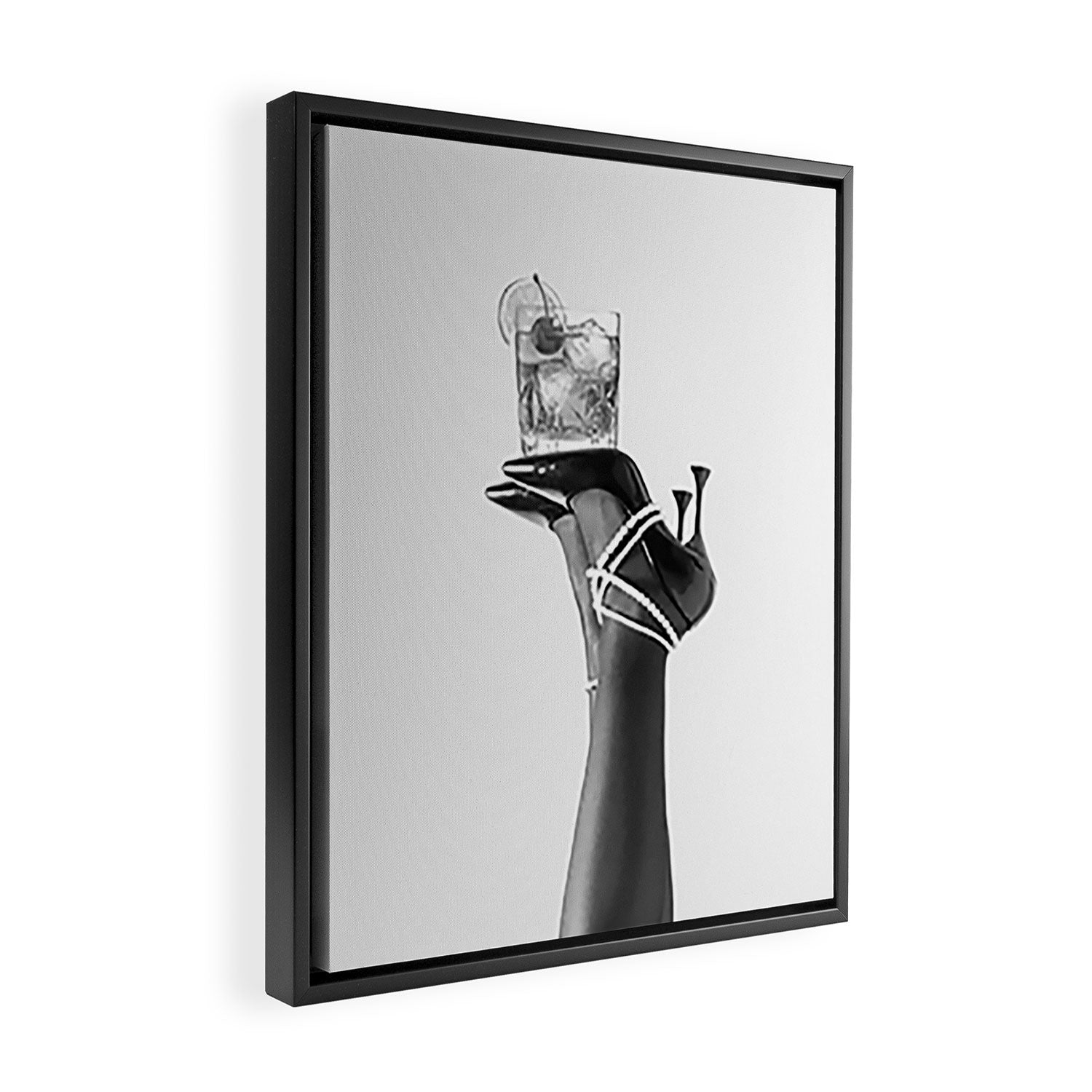 Fashionable Drink - Black And White Framed Canvas Print Gallery Image 2