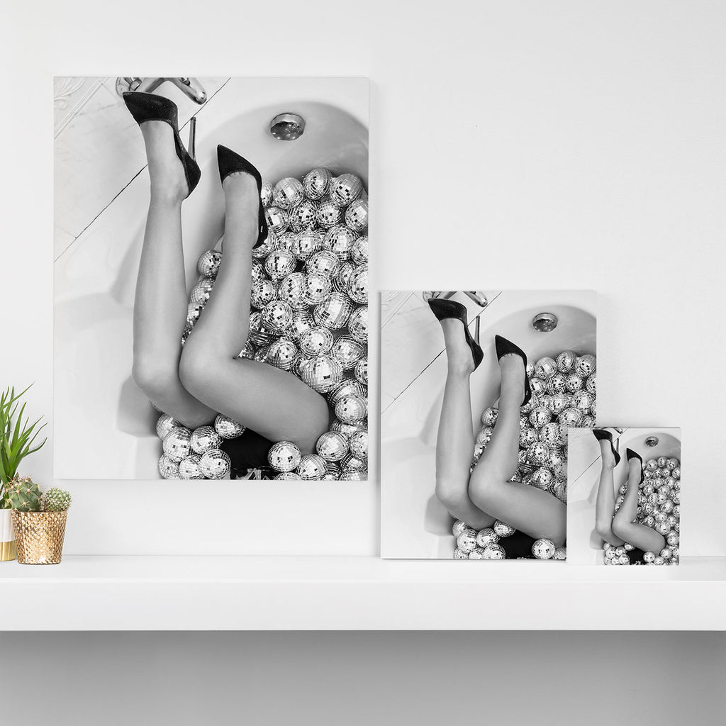 Female Disco Legs - Black White Photography - Photograph Canvas Print Gallery Image 3