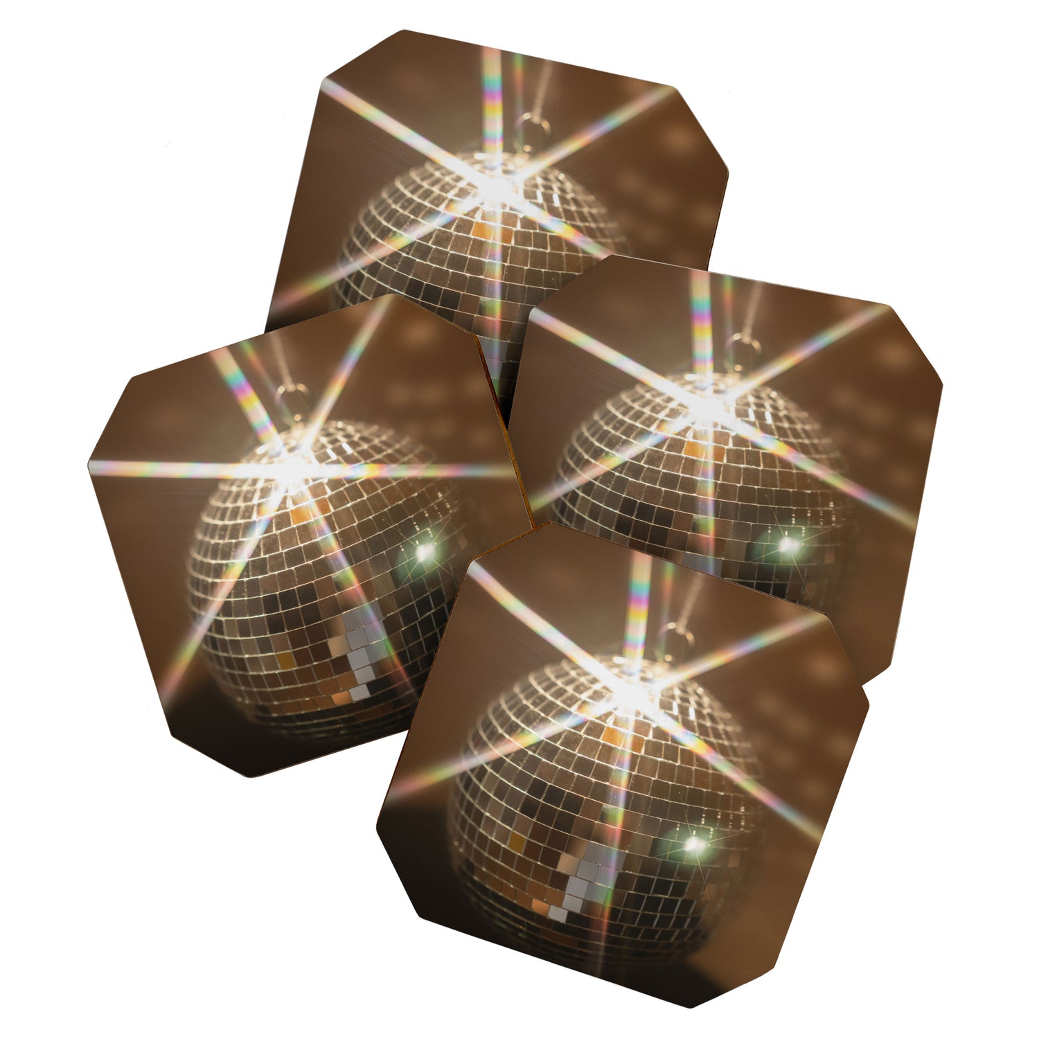 Festive Disco Ball Sparkling Holiday Party Room Decor Photography Coaster Gallery Image 1