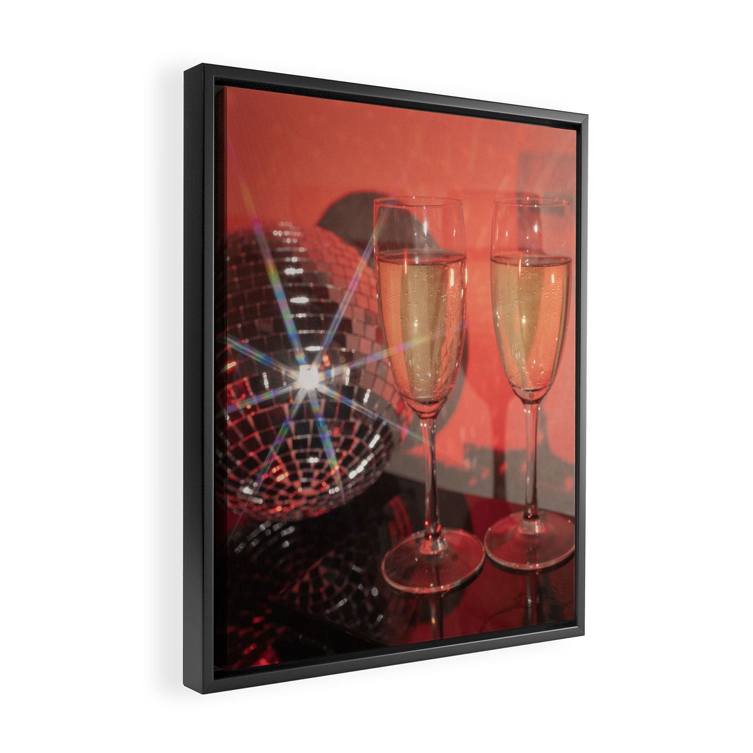 Festive Glamour Champagne Celebration Disco Ball Sparkling Holiday Photography  Framed Canvas Print Gallery Image 2