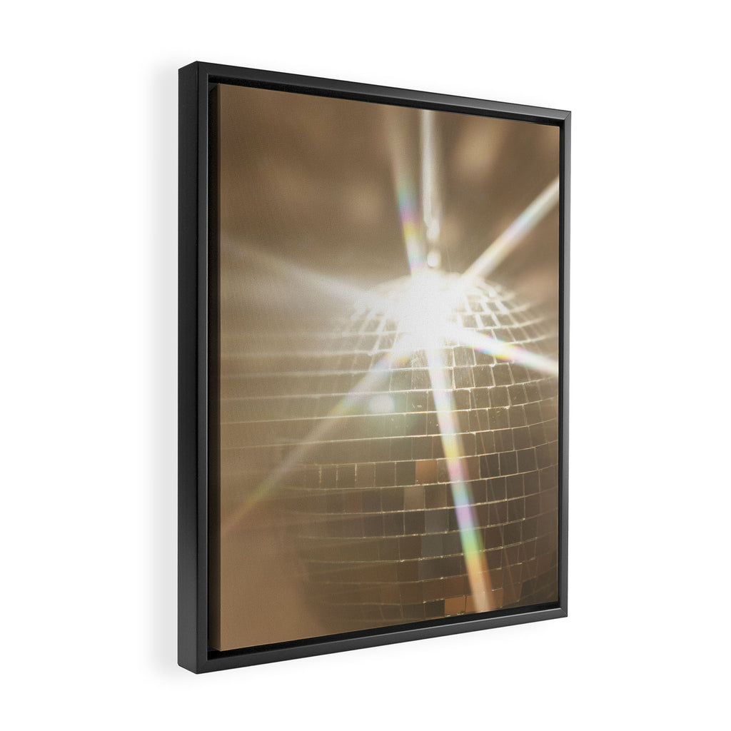Golden Disco Ball 70s Festive Sparkle Glow Photography Framed Canvas Print Gallery Image 2