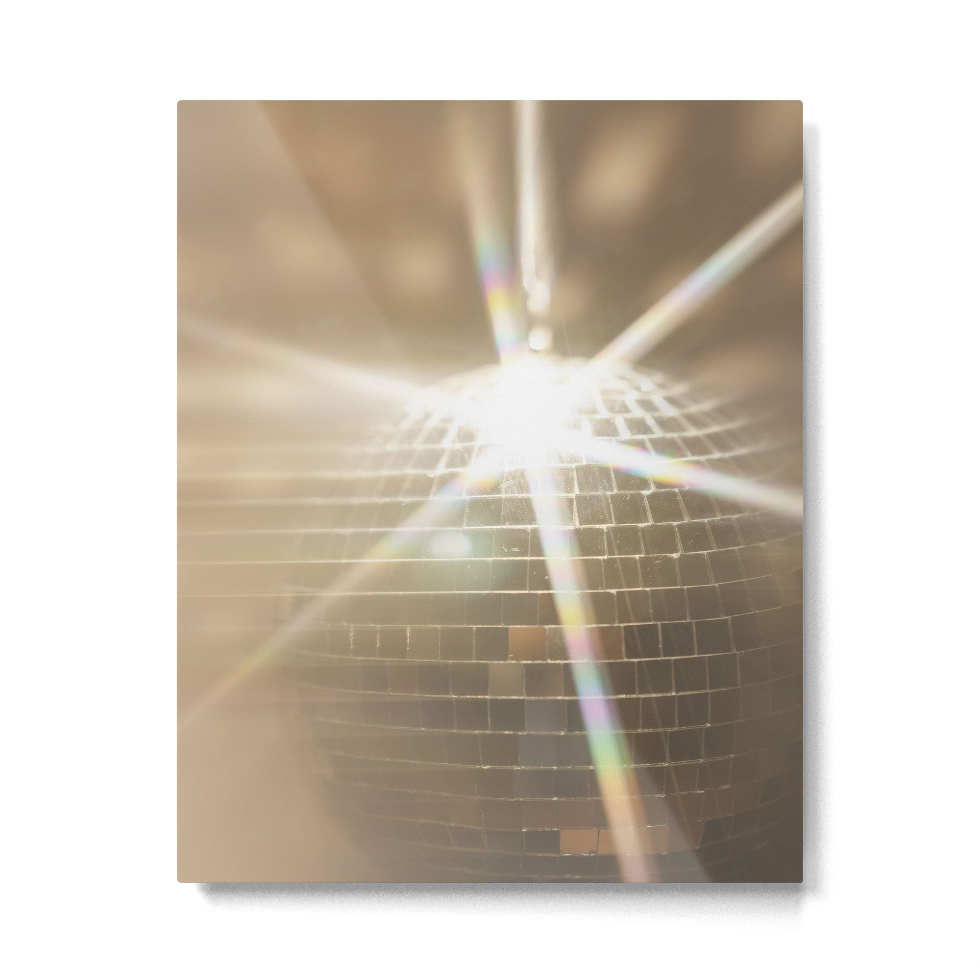 Golden Disco Ball 70s Festive Sparkle Glow Photography Metal Print Gallery Image 4