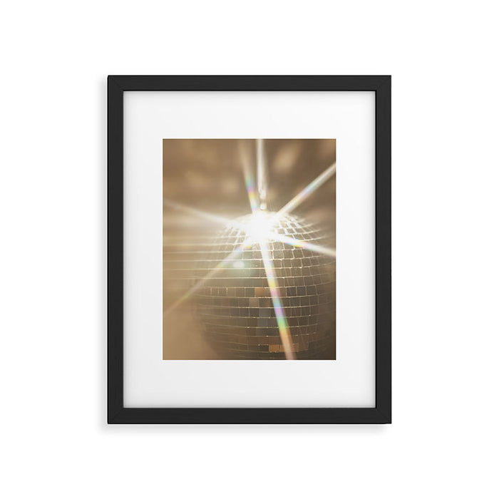 Golden Disco Ball 70s Festive Sparkle Glow Photography Framed Art Print Gallery Image 1