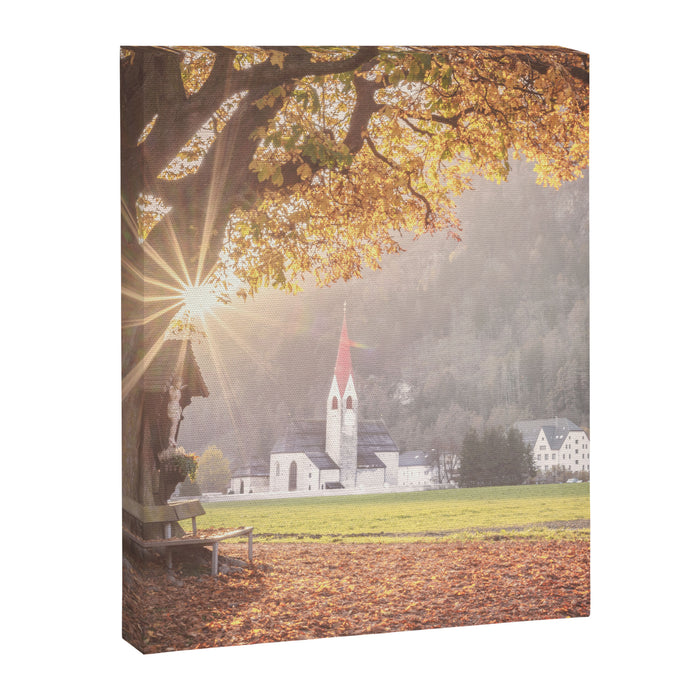 Golden Light and Silence Autumn Chapel in South Tyrol  Canvas Print Gallery Image 1