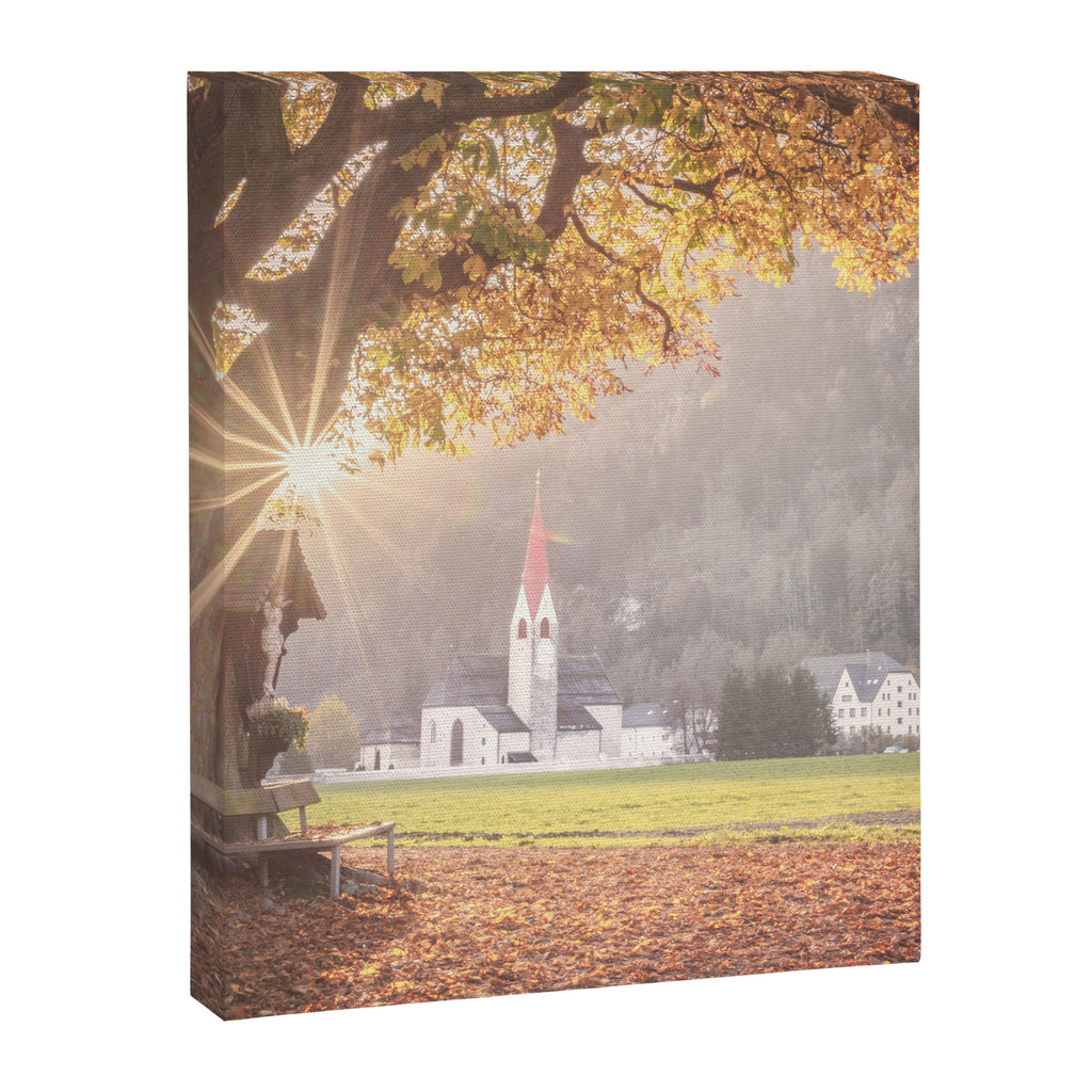 Golden Light and Silence Autumn Chapel in South Tyrol  Canvas Print Gallery Image 6