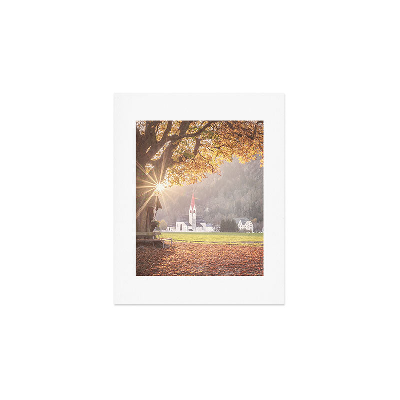 Golden Light and Silence Autumn Chapel in South Tyrol  Art Print Gallery Image 1