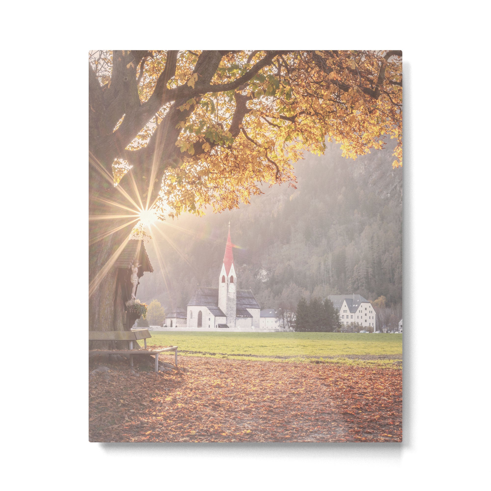 Golden Light and Silence Autumn Chapel in South Tyrol  Metal Print Gallery Image 4