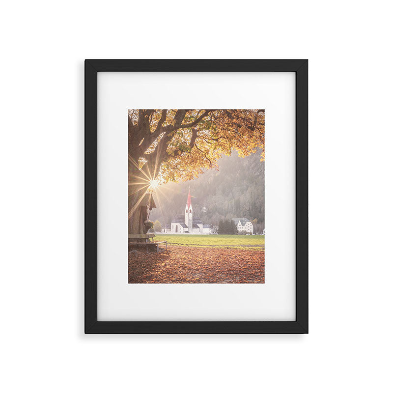 Golden Light and Silence Autumn Chapel in South Tyrol  Framed Art Print Gallery Image 5