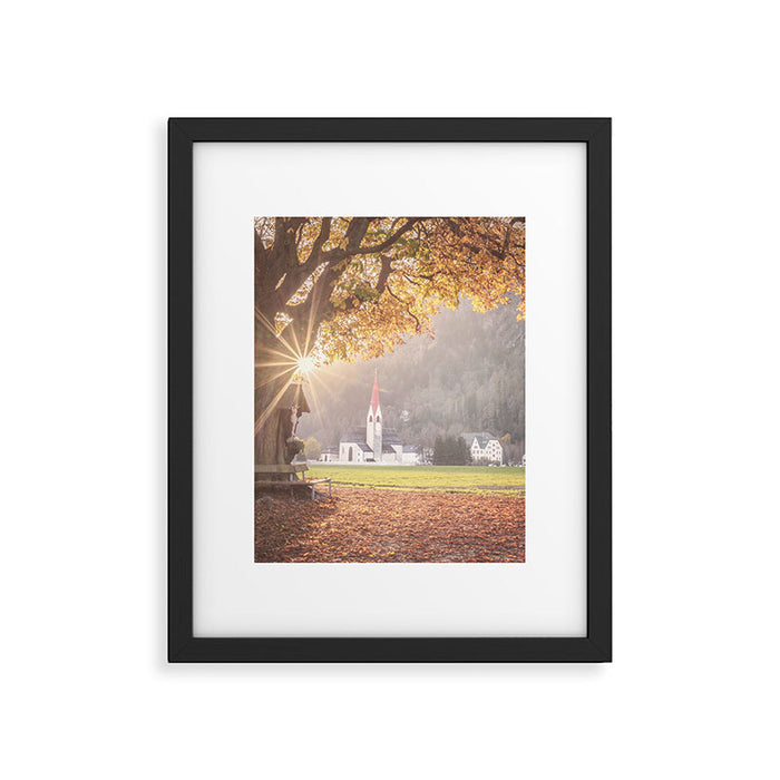 Golden Light and Silence Autumn Chapel in South Tyrol  Framed Art Print Gallery Image 1