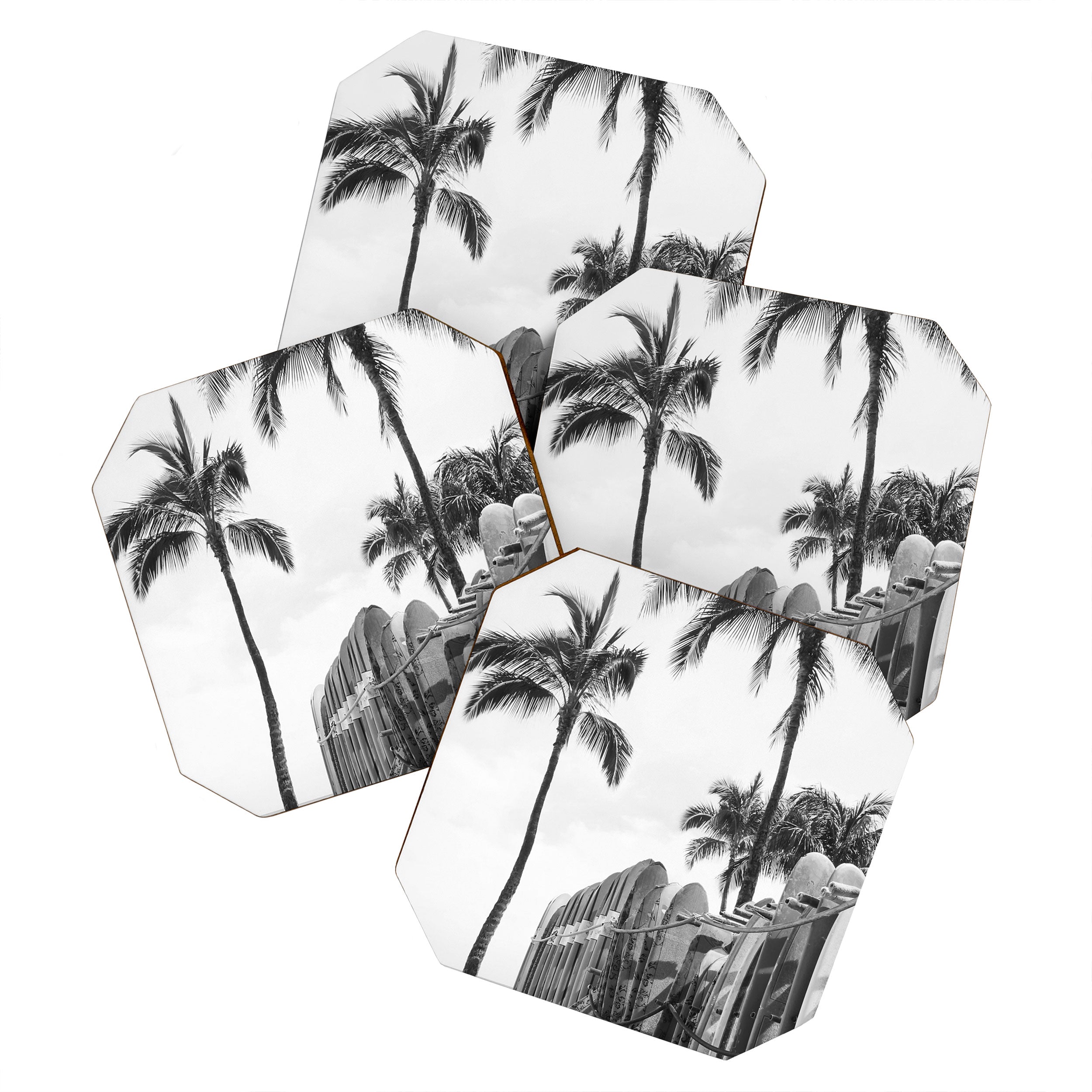 Hawaiian Surfboards - Black And White Surf Photography - Beach Photo Print - Surfboard Photograph Coaster Gallery Image 1