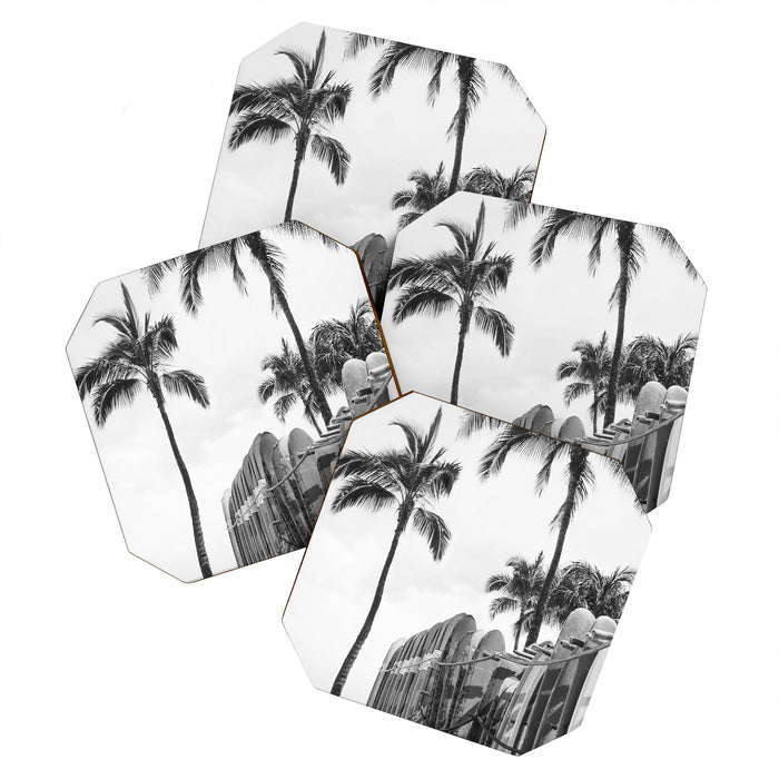 Hawaiian Surfboards - Black And White Surf Photography - Beach Photo Print - Surfboard Photograph Coaster Gallery Image 1