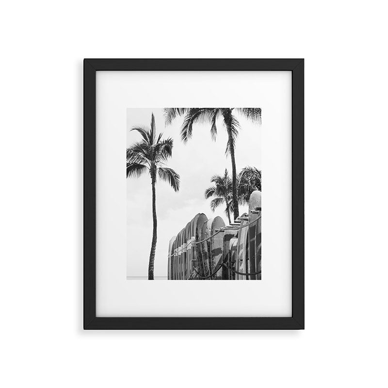 Hawaiian Surfboards - Black And White Surf Photography - Beach Photo Print - Surfboard Photograph Framed Art Print Gallery Image 4