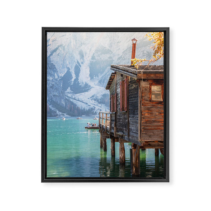 Lake Braies in Autumn - Dolomites Nature Photography Print Framed Canvas Print Gallery Image 1