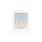Minimalist Beach Photo Print | White Umbrellas | Coastal Summer Travel Photography Art Print Gallery Image 1