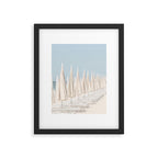 Minimalist Beach Photo Print | White Umbrellas | Coastal Summer Travel Photography Framed Art Print Gallery Image 5