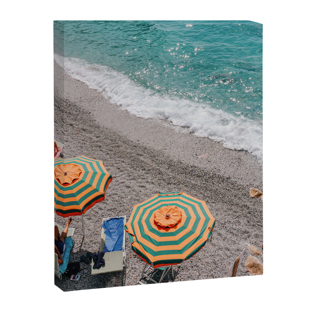 Monterosso Al Mare - Italy Europe Travel Photography - Summer Holiday Beach Umbrella Photo Art Print - Coastal Getaway Canvas Print Gallery Image 6