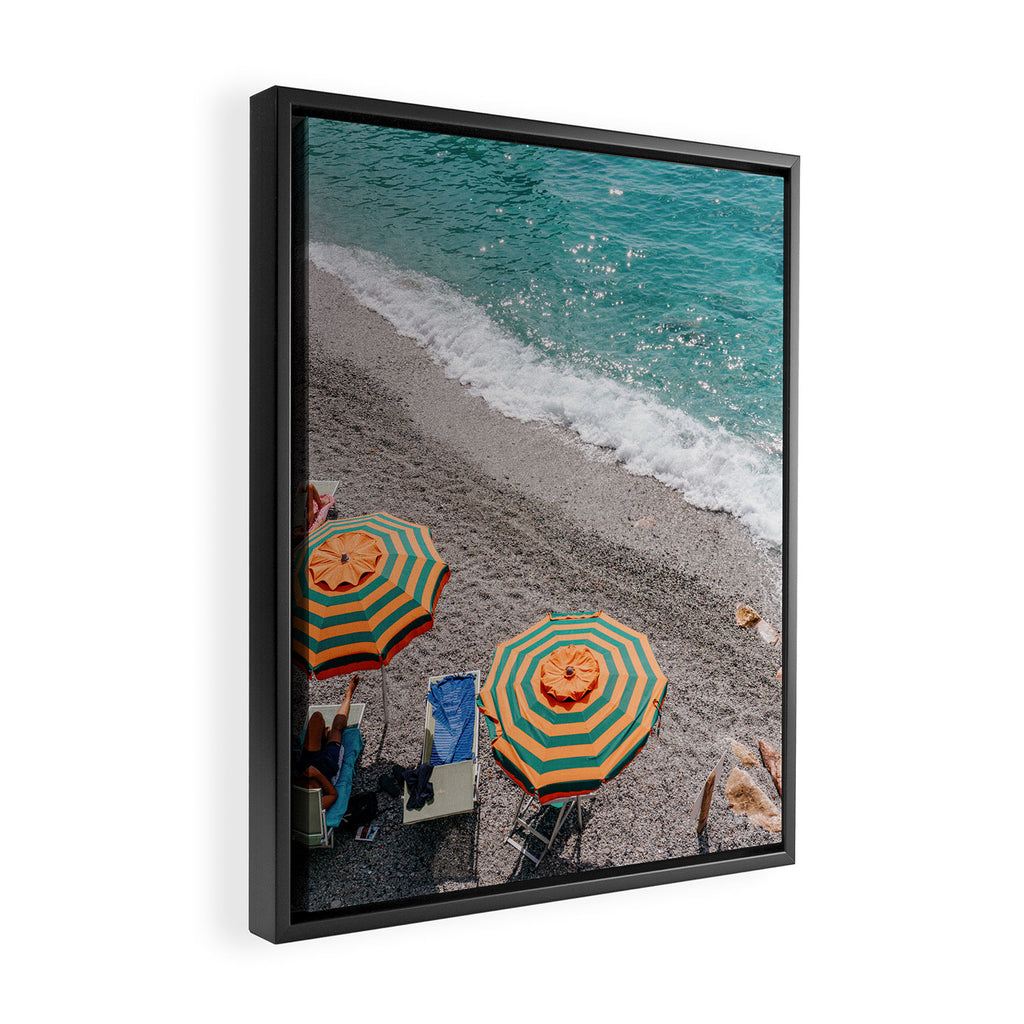 Monterosso Al Mare - Italy Europe Travel Photography - Summer Holiday Beach Umbrella Photo Art Print - Coastal Getaway Framed Canvas Print Gallery Image 2