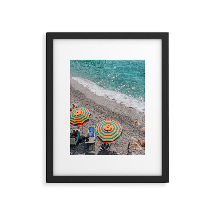 Monterosso Al Mare - Italy Europe Travel Photography - Summer Holiday Beach Umbrella Photo Art Print - Coastal Getaway Framed Art Print Gallery Image 1