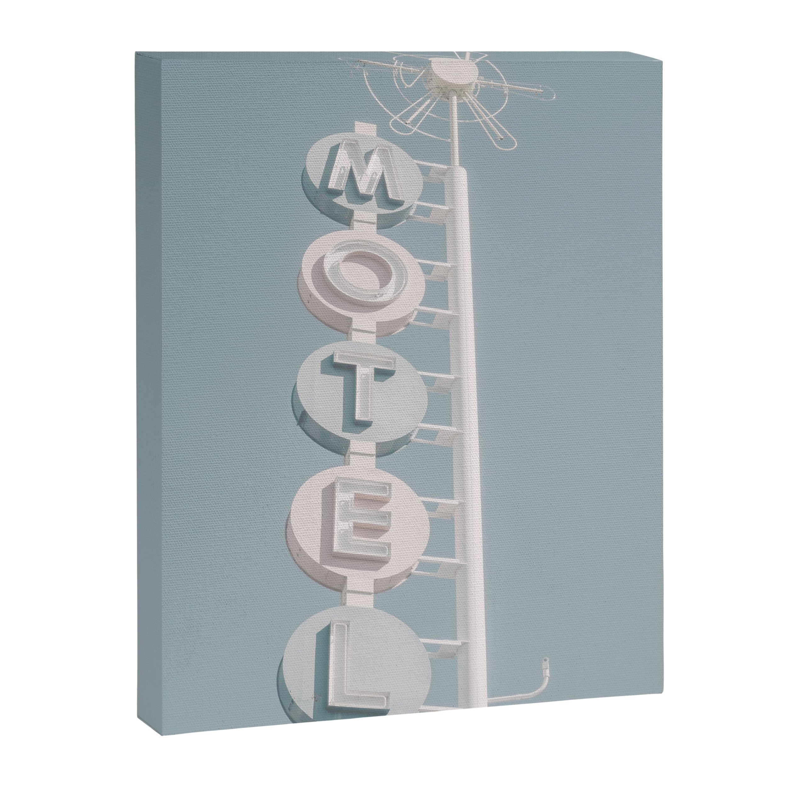Motel Sign Photo Art Print | Light Blue Pastel Sky Summer Photograph Canvas Print Gallery Image 6