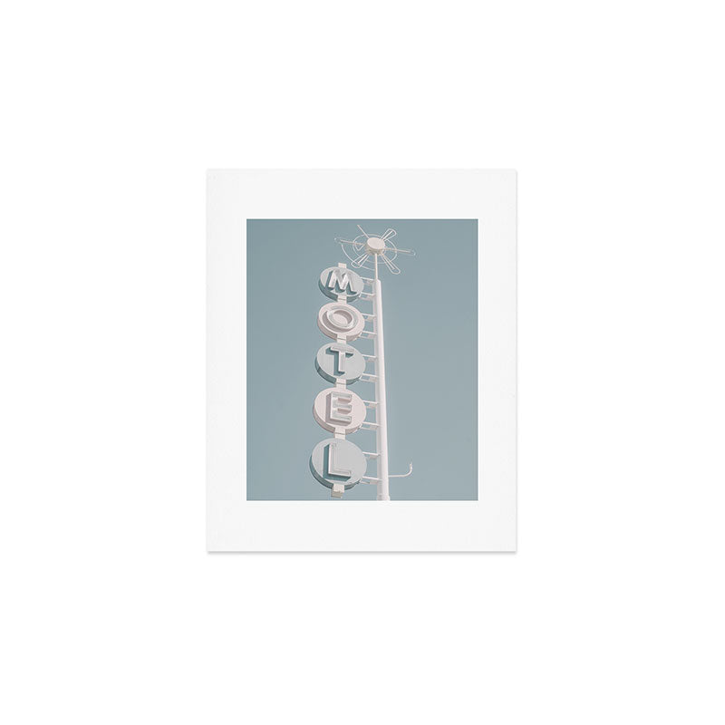 Motel Sign Photo Art Print | Light Blue Pastel Sky Summer Photograph Art Print Gallery Image 1