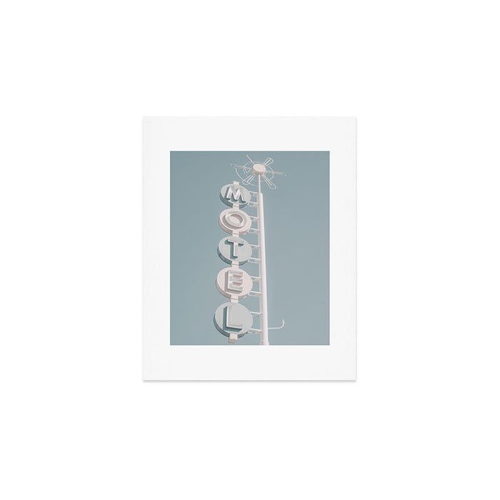 Motel Sign Photo Art Print | Light Blue Pastel Sky Summer Photograph Art Print Gallery Image 1