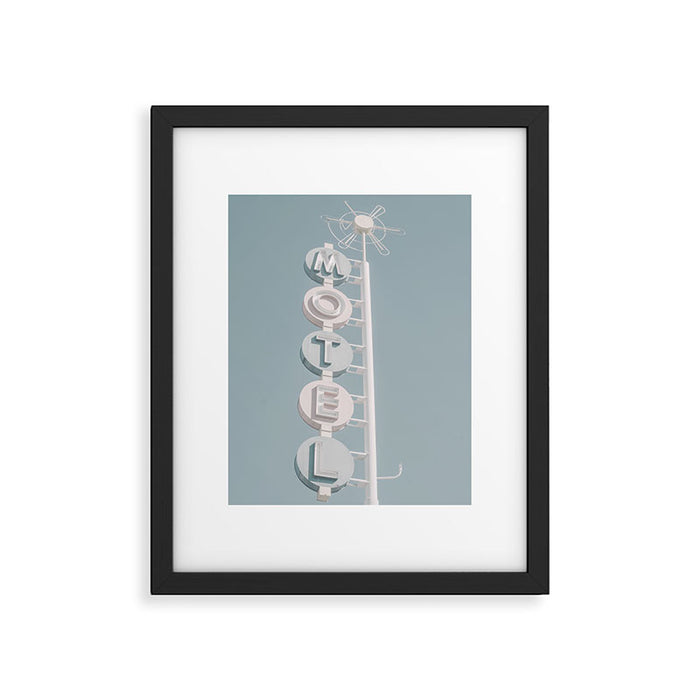 Motel Sign Photo Art Print | Light Blue Pastel Sky Summer Photograph Framed Art Print Gallery Image 1