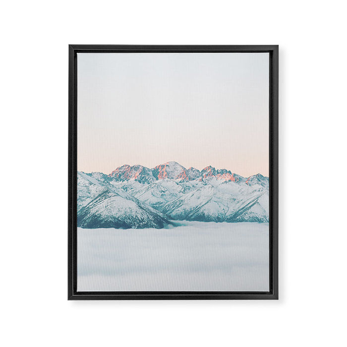 Pastel winter landscape | Arctic mountains in Lapland | Wanderlust travel photography Framed Canvas Print Gallery Image 1