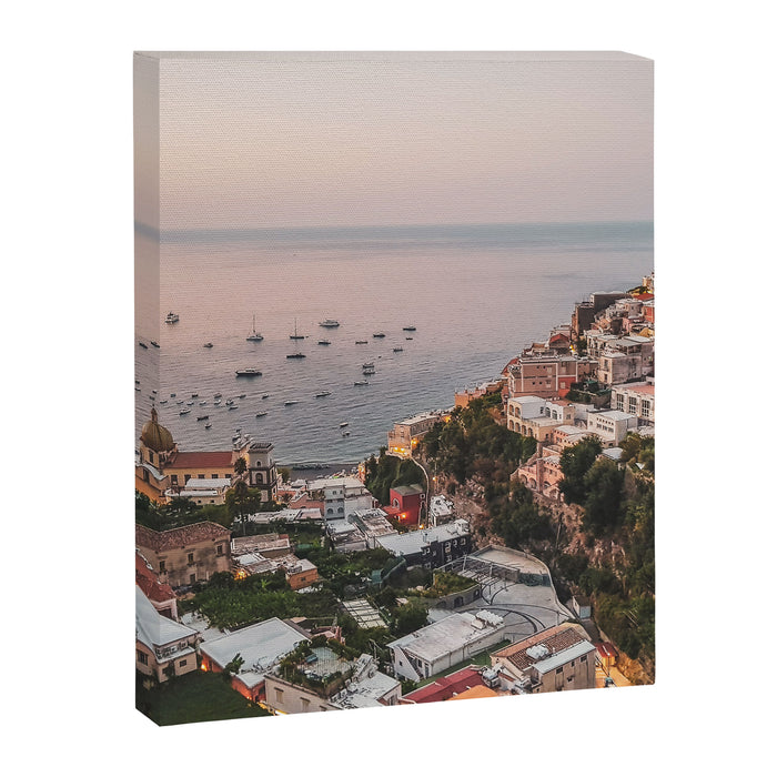 Positano by Night - Italy Europe Travel Photography - Nautical Amalfi Photo Art Print - Pastel Color Canvas Print Gallery Image 1