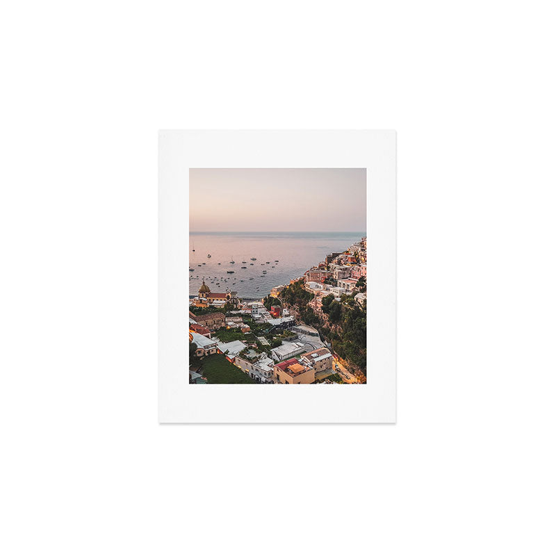 Positano by Night - Italy Europe Travel Photography - Nautical Amalfi Photo Art Print - Pastel Color Art Print Gallery Image 1