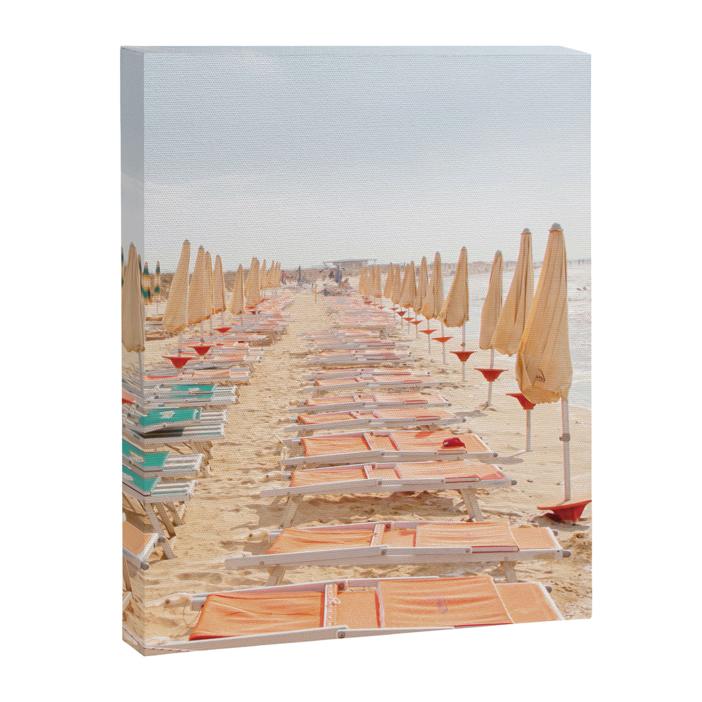 Puglia Loungers | Italy Travel Photography | Pastel Minimalist Beach Photo Canvas Print Gallery Image 8