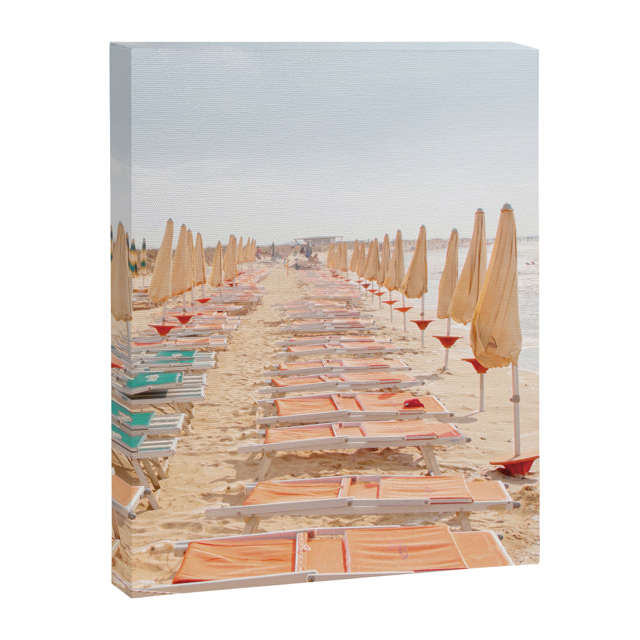 Puglia Loungers | Italy Travel Photography | Pastel Minimalist Beach Photo Canvas Print Gallery Image 8