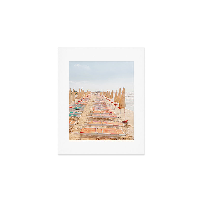 Puglia Loungers | Italy Travel Photography | Pastel Minimalist Beach Photo Art Print Gallery Image 1