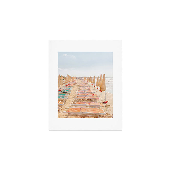 Puglia Loungers | Italy Travel Photography | Pastel Minimalist Beach Photo Art Print Gallery Image 1
