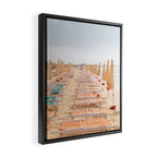 Puglia Loungers | Italy Travel Photography | Pastel Minimalist Beach Photo Framed Canvas Print Gallery Image 2