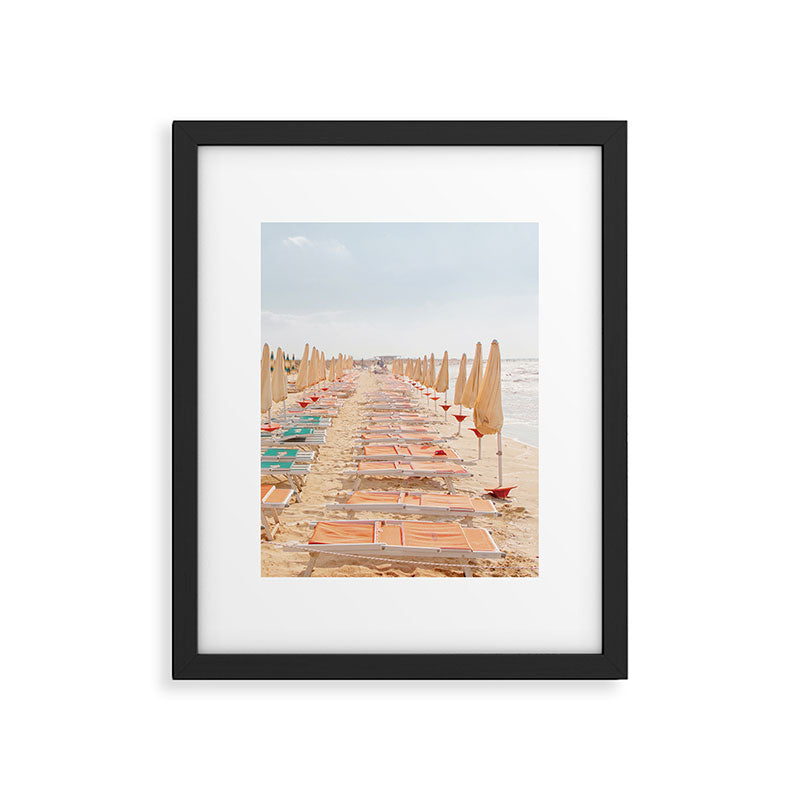Puglia Loungers | Italy Travel Photography | Pastel Minimalist Beach Photo Framed Art Print Gallery Image 4