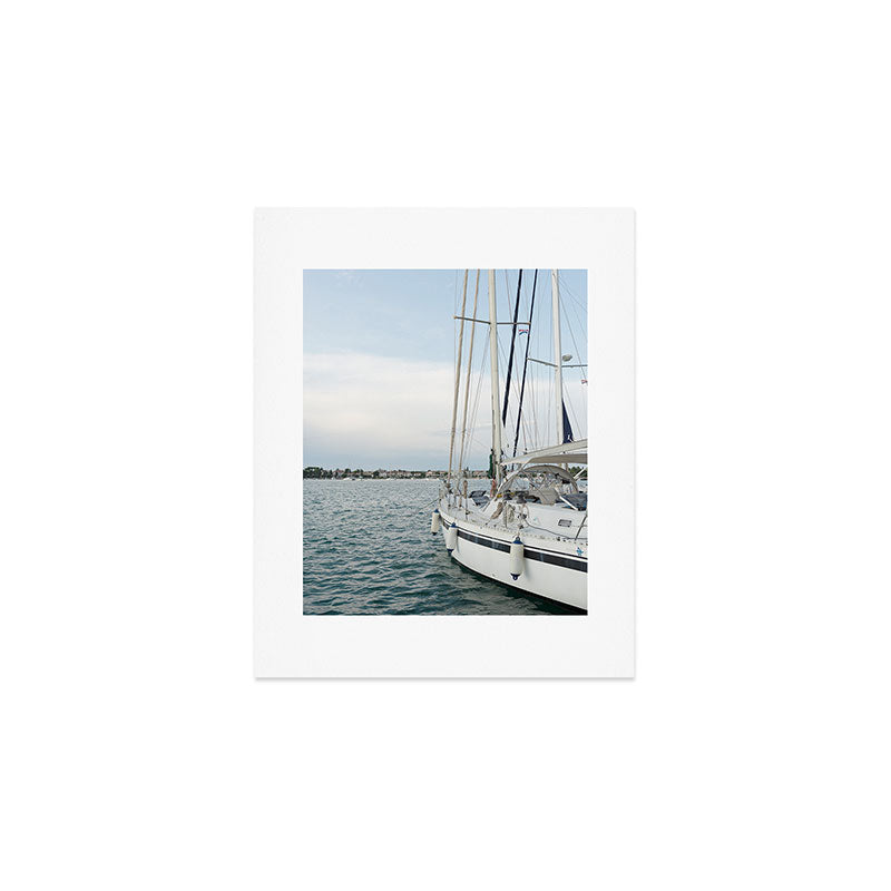Sailboat in Croatian Harbor - Nautical Travel Photography  Art Print Gallery Image 1