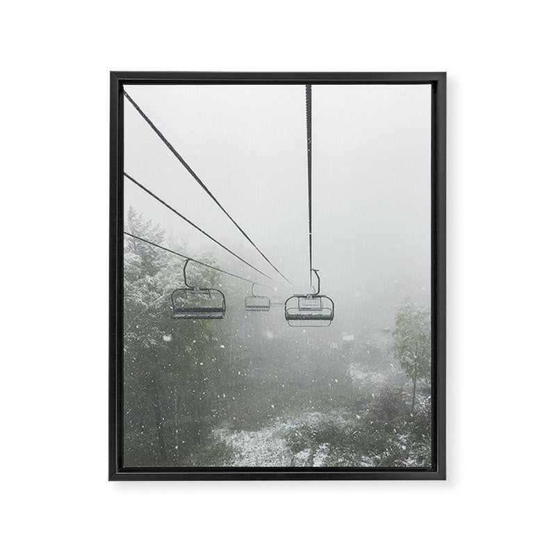 Misty Ski Lift Framed Canvas Print Gallery Image 8