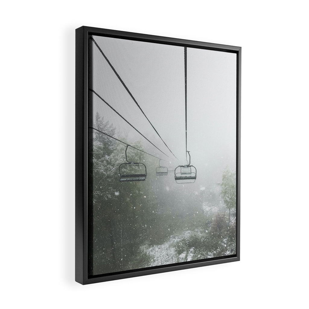 Misty Ski Lift Framed Canvas Print Gallery Image 2