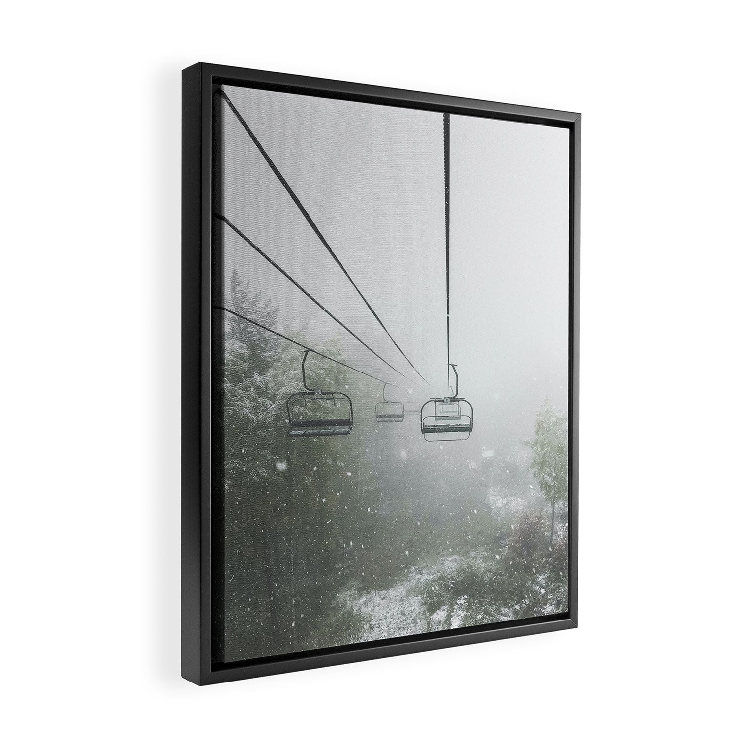 Misty Ski Lift Framed Canvas Print Gallery Image 2