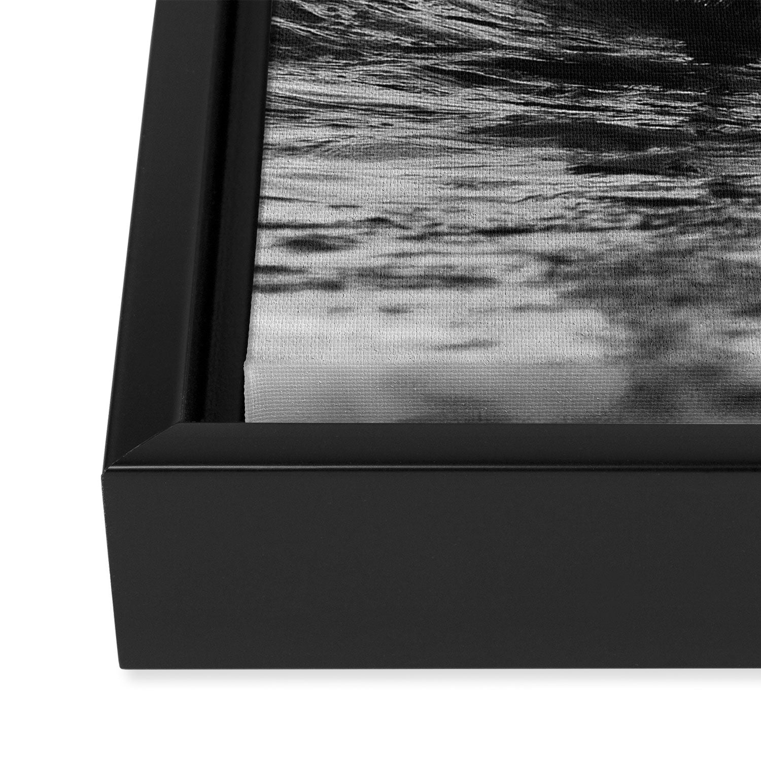 Space Surfer - Black And White - Futuristic Surf Photo Art Print - Astronaut Riding a Wave Framed Canvas Print Gallery Image 3
