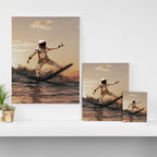 Space Surfer - Futuristic Surf Photo Art Print - Astronaut Riding a Wave Canvas Print Gallery Image 3